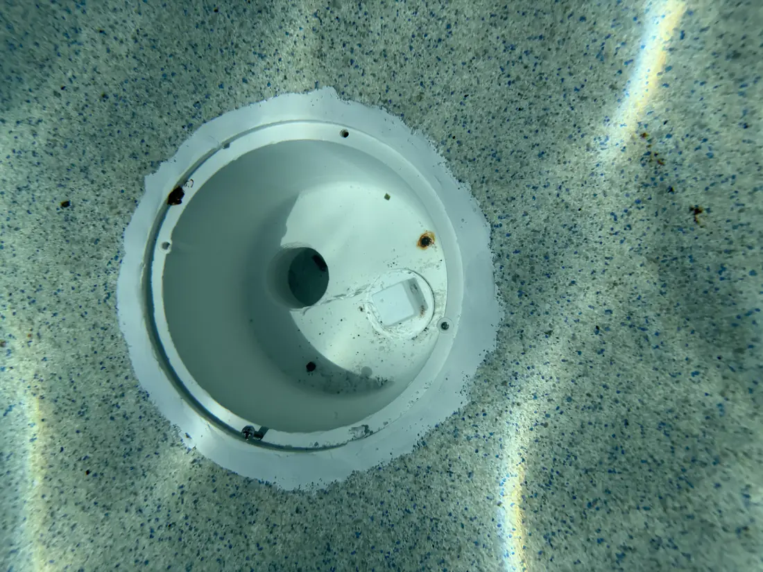 Main drain at the bottom of a pool, inspected by LeakPro Diagnostic