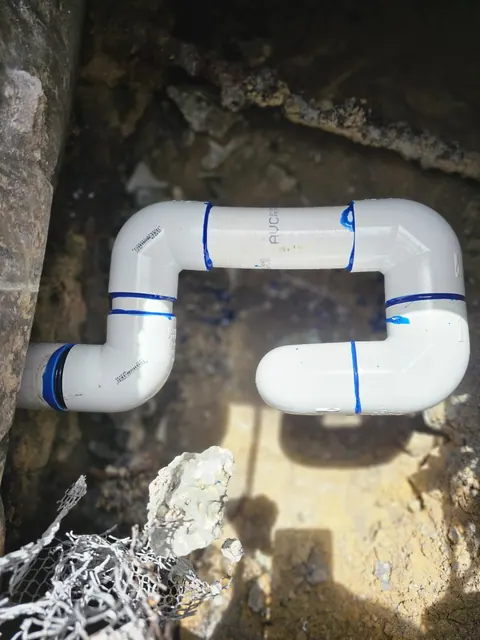 New PVC section and fittings in place.