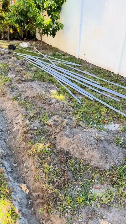 Pipe laid out, ready to go in.